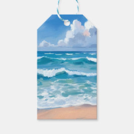 Blaue Ozeanwellen | Wasserfarbe Strandmeer Geschenkanhänger