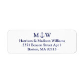 Blaue Paare-Monogramm-Initialen für Nautikanker (Vorne)