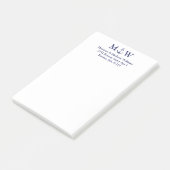 Blaue Paare-Monogramm-Initialen für Nautikanker Post-it Klebezettel (angewinkelt)