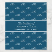 Blaue Paarparaphone Hochzeit Weinetikett (Einzelnes Label)
