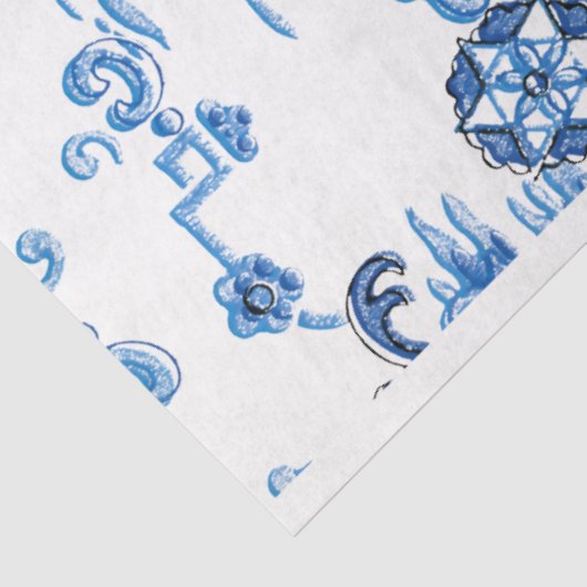 Blaue Pagode Chinoiserie Seidenpapier (Ausschnitt)