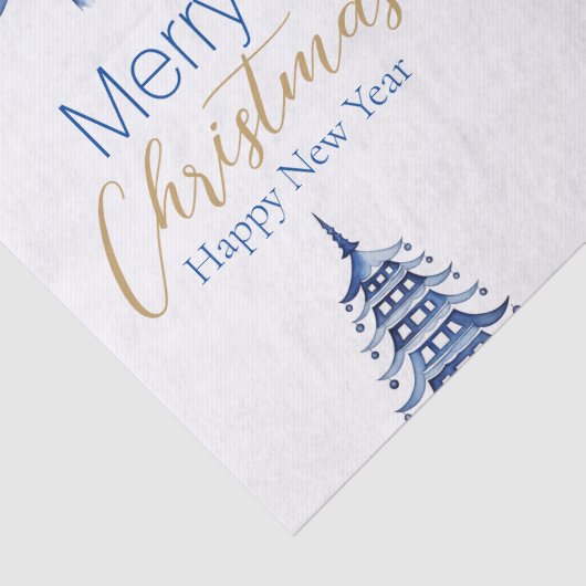 Blaue Pagode Weihnachtsbaum Tissue Seidenpapier (Detail)