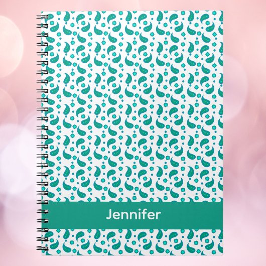 Blaue Paisley-Blumenmuster-Personalisierung Notizblock