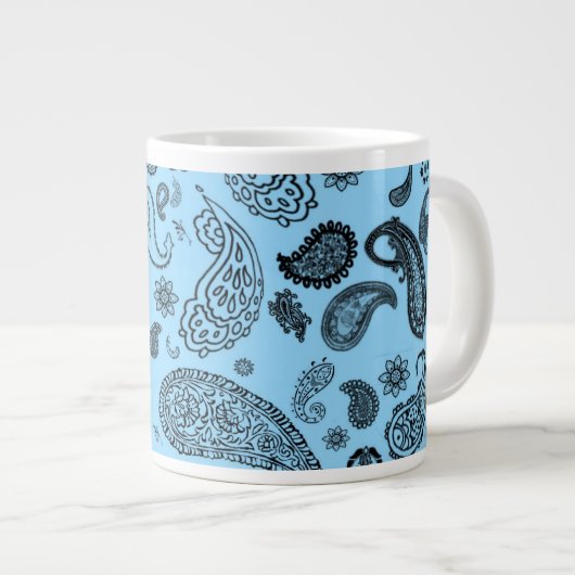 Blaue Paisley Jumbo-Tasse (Vorderseite Rechts)