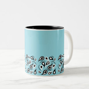Blaue Paisley Muster - Textildekoration Zweifarbige Tasse
