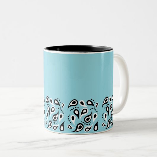 Blaue Paisley Muster - Textildekoration Zweifarbige Tasse (VorderseiteRechts)