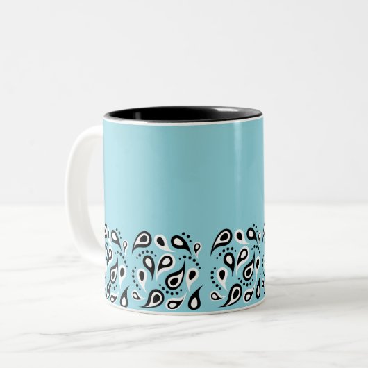 Blaue Paisley Muster - Textildekoration Zweifarbige Tasse (Vorderseite Links)