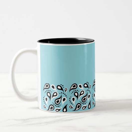 Blaue Paisley Muster - Textildekoration Zweifarbige Tasse (Links)