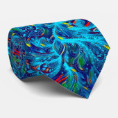 Blaue Paisley-Satin-Druck-Hals-PastellKrawatte Krawatte (Gerollt)