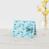 BLAUE PAISLEY WEDD MITTEILUNGSKARTEN (Gelbe Blume)