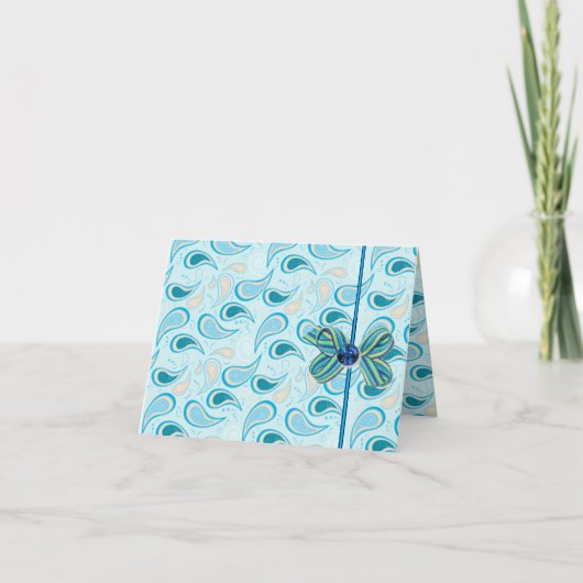 BLAUE PAISLEY WEDD MITTEILUNGSKARTEN (Vorderseite)