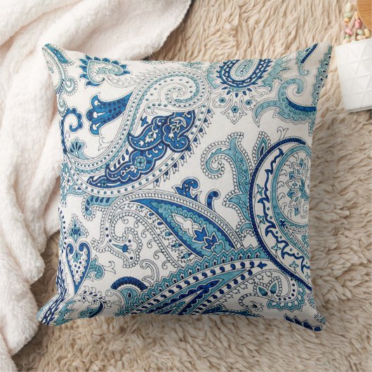 Blaue Paisley-Wurfkissen Kissen (Decke)