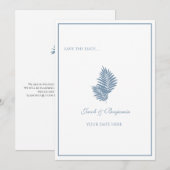 Blaue Palm Flat Save The Date Karte (Vorne/Hinten)