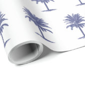 Blaue Palme Toile Geschenkpapier (Rolleneckpunkt)