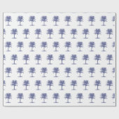 Blaue Palme Toile Geschenkpapier (Flach)