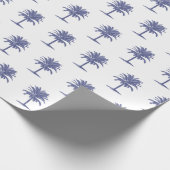 Blaue Palme Toile Geschenkpapier (Ecke)