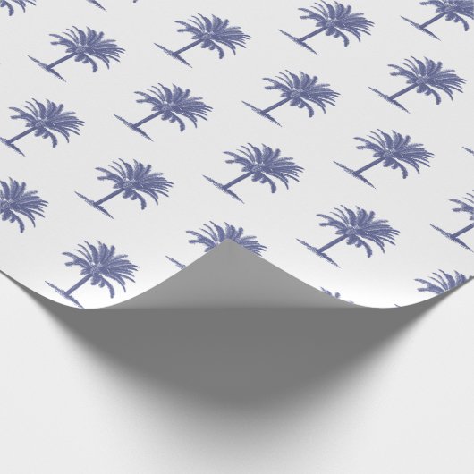 Blaue Palme Toile Geschenkpapier (Ecke)