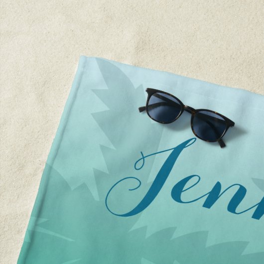 Blaue Palmen mit Individuelle Name Strandtuch (Beispiel)