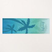 Blaue Palmen mit Individuelle Name Yogamatte (Vorderseite (Horizontal))