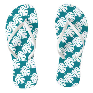 Blaue Palmenblatt-Druck-Strandpantoffeln oder Flip Badesandalen