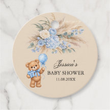 Blaue Pampas-Teddybär-Rosen-Baby-Shower
