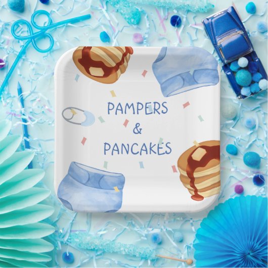 Blaue Pampers und Crêpes Teller (Party)