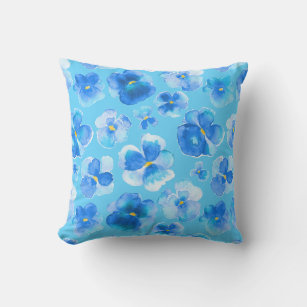 Blaue Pansie florale Wasserfarbe Moderne Kunst Kis Kissen Für Draußen