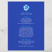 Blaue Pansy Art Blume Kranz Hochzeitsmenü Menükarte (Rückseite)