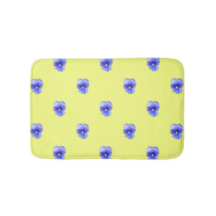 Blaue Pansy auf Gelb - Badematte