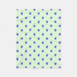 Blaue Pansy auf Mint - Fleece Blanket