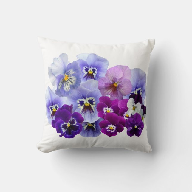 Blaue Pansy-Blumen-Blumenfrühlings-Stiefmütterchen Kissen (Vorderseite)