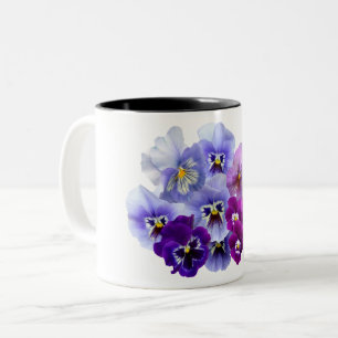 Blaue Pansy-Blumen-Blumenfrühlings-Stiefmütterchen Zweifarbige Tasse