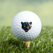 Blaue Pantherkopf-Silhouette Golfball (Insitu T-Shirt)