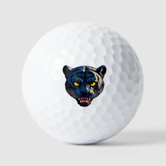 Blaue Pantherkopf-Silhouette Golfball (Vorderseite)