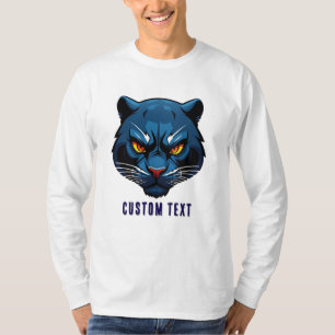 Blaue Pantherkopf-Silhouette T-Shirt