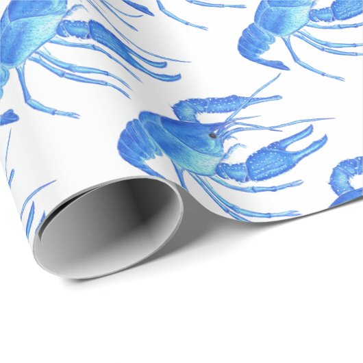 Blaue Panzerkrebse Geschenkpapier (Rolleneckpunkt)