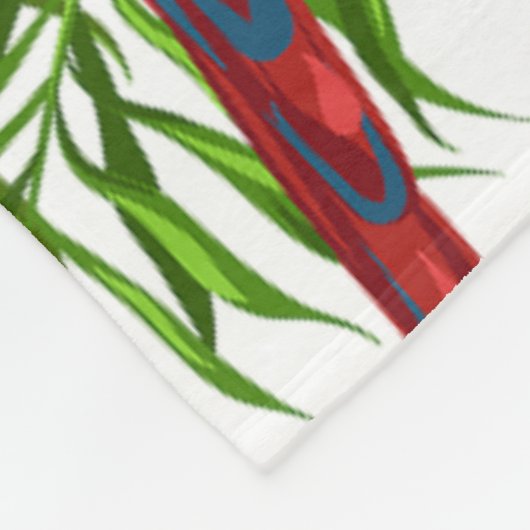 Blaue Papageien Blätter Name des Sommerhauses Fleecedecke (Ecke)