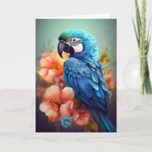 Blaue Papageien-Grußkarten