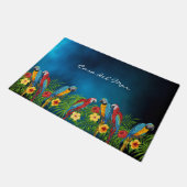 Blaue Papageien - Name des Sommerhauses Fußmatte (Schrägansicht)
