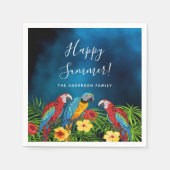 Blaue Papageienvögel im Sommer Party Serviette (Vorderseite)