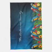Blaue Papageienvögel Tropenname Geschirrtuch (Vertikal)