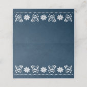 Blaue Papel Picado Mexikanische Hochzeit Platzkarte (Außenseite Aufgefaltet)