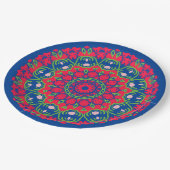 Blaue Papierplatte mit Circular Design Pappteller (Schrägansicht)