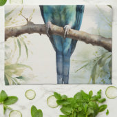 Blaue Parakeet Eukalyptus Tree Geschirrtuch (Gefaltet)