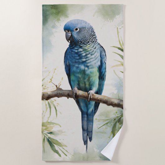 Blaue Parakeet Eukalyptus Tree Strandtuch (Vorderseite)