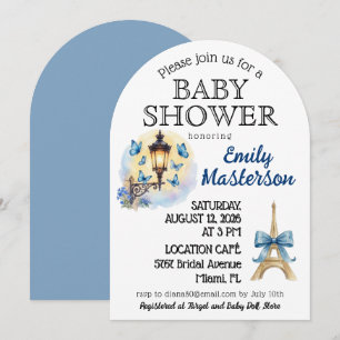 Blaue Pariser Babyparty-Einladung für einen Jungen Einladung