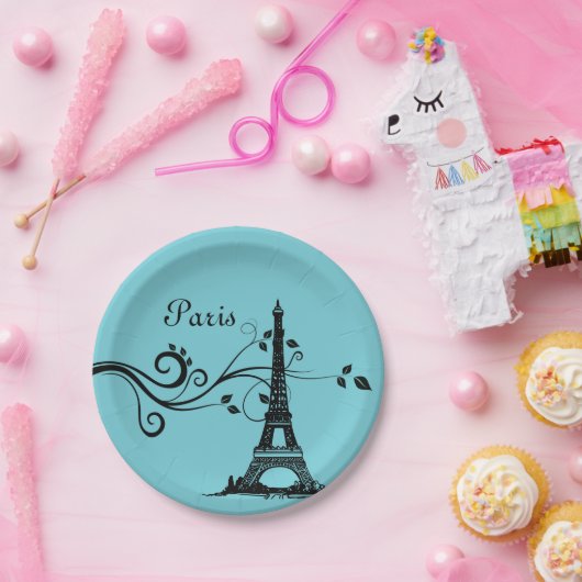 Blaue Pariser Platte Pappteller (Party)