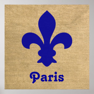 Blaue Pariser Stimmungen Fleur de Lys Poster