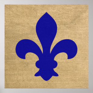 Blaue Pariser Stimmungen Fleur de Lys Poster