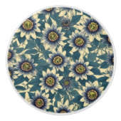 Blaue Passionsmuster-Blume Keramikknauf (Vorderseite)